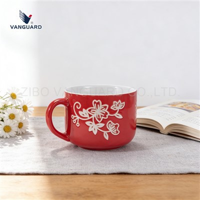 Tasses à soupe en céramique de conception en relief personnalisées